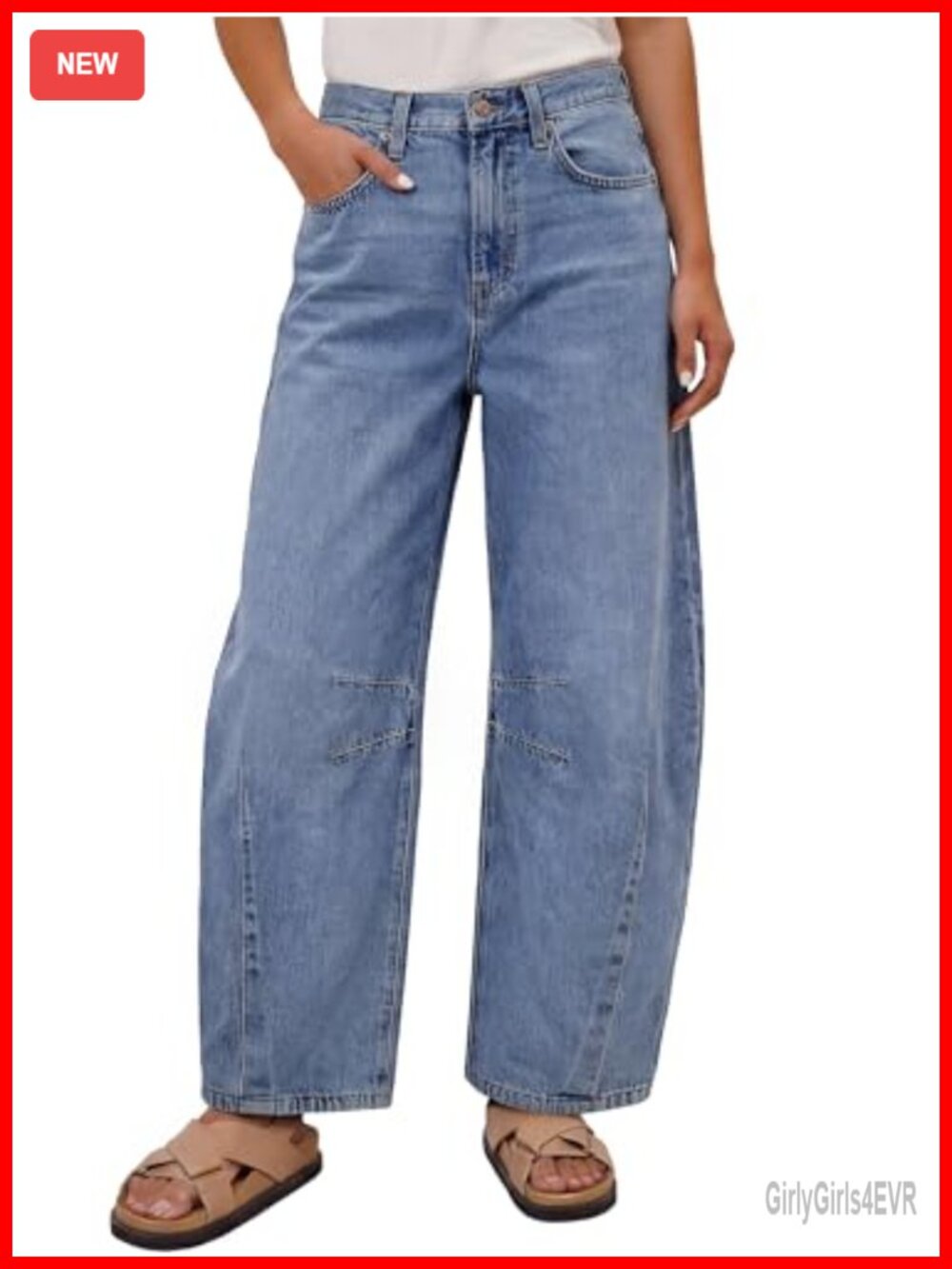 Wide Leg Barrel Jeans Baggy Relaxed Fit Denim Pants Loose Ankle